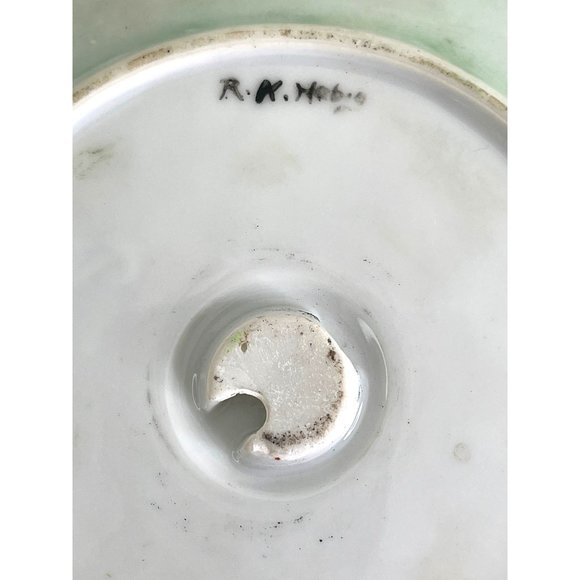 Poppy Bowl Dish Lattice Cut Out Ceramic Plate Vintage Hand Painted Signed 7.5 - Picture 5 of 5